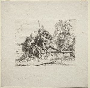 Různé rozmary: Dva vojáci a dvě ženy, 1785. od Giovanni Battista Tiepolo