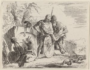 Mladý voják s filozofem a sedící ženou od Giovanni Battista Tiepolo