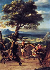 Krajina s Absalomem zraněným Joabovým kopím Giovanni Battista Viola (1576-1622), olej na mědi, 45x34 cm od Giovanni Battista Viola