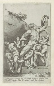 Laocoöngroep Lacounův znak z mramoru s nádherným uměním (...) (název na předmětu) Starožitné sochy v Římě (název série) Ikony starověkých soch města Říma, které jsou vidět na veřejných místech (název série) od Giovanni Battista de