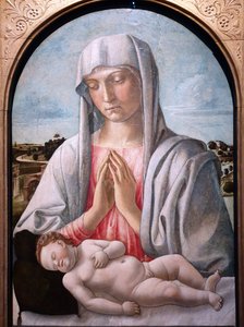 Madona adorující spící dítě od Giovanni Bellini