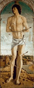 Polyptych Saint Vincent Ferrier: Saint Sebastian (Polyptych of St Vincent Ferrer: St Sebastian) Malba Giovanni Bellini dit il Giambellino (asi 1432-1516) 1464-1468 Rozměr 167x67 cm Benátský kostel Santi Giovanni e Paolo od Giovanni Bellini