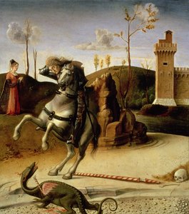 St. George and the Dragon, detail panelu preella z 85578 od Giovanni Bellini