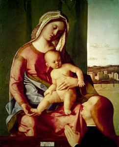 Madona s dítětem a dárcem (na desce) od Giovanni Bellini
