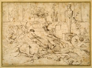Mor v Ashdodu (pero a inkoust na papíře) od Giovanni Benedetto (1609 64) Castiglione