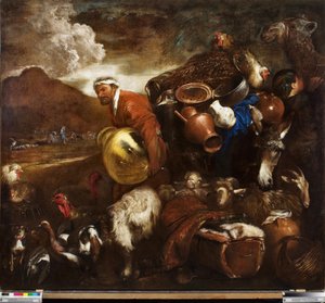 Abrahamova cesta, asi 1652 (olej na plátně) od Giovanni Benedetto (1609-64) Castiglione