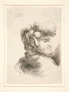 Muž z profilu, otočený doprava, ze série Les petites tetes d od Giovanni Benedetto Castiglione