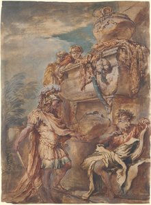 Alexandra u Kýrovy hrobky od Giovanni Benedetto Castiglione