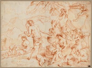 Bacchanal Before a Herm, počátek 60. let 17. století. od Giovanni Benedetto Castiglione