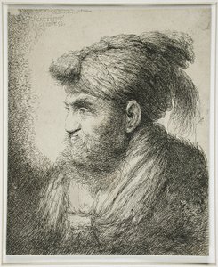 Vousatý muž v turbanu, 1647-51 od Giovanni Benedetto Castiglione