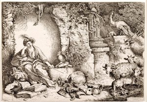 Circe měnící Odysseovy muže ve zvířata od Giovanni Benedetto Castiglione