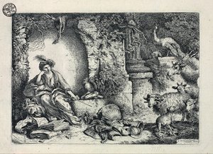Circe promění Odysseovy společníky ve zvířata od Giovanni Benedetto Castiglione