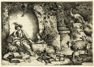 Circe s Odysseovými společníky proměněnými ve zvířata od Giovanni Benedetto Castiglione