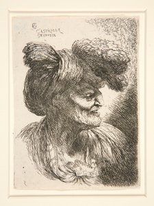 Figura Facing Right, ze série Malé studie hlav od Giovanni Benedetto Castiglione