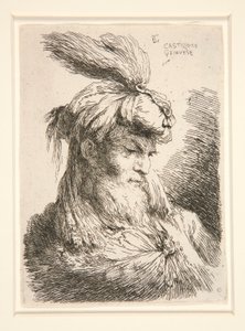 Figura Facing Right, ze série Malé studie hlav od Giovanni Benedetto Castiglione