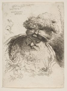 Hlava starého vousatého muže s turbanem, ze série Malé hlavy v Orie..., ca. 1645-1650. od Giovanni Benedetto Castiglione