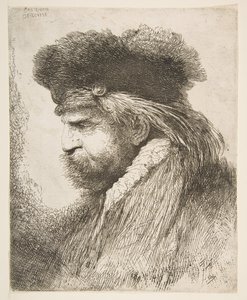 Hlava starého muže obrácená doleva, ze série Velkých orientálních hlav, ca. 1645-50. od Giovanni Benedetto Castiglione