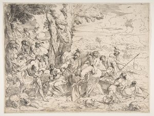 Laban hledá idoly mezi Jacobovým majetkem, ca. 1635-40. od Giovanni Benedetto Castiglione