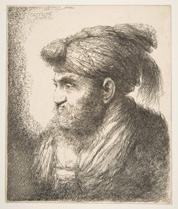 Muž v turbanu směrem doleva, ze série Velkých orientálních hlav, ca. 1645-50. od Giovanni Benedetto Castiglione