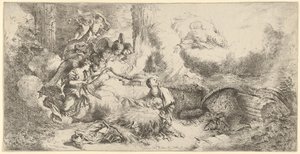 Narození s Bohem Otcem a anděly, ca. 1647-50. od Giovanni Benedetto Castiglione
