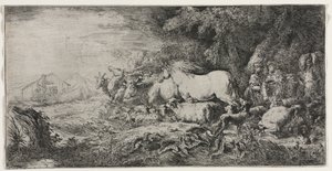 Noe a zvířata vstupující do archy od Giovanni Benedetto Castiglione