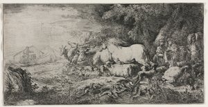 Noe a zvířata vstupující do archy, 1650-1655. od Giovanni Benedetto Castiglione