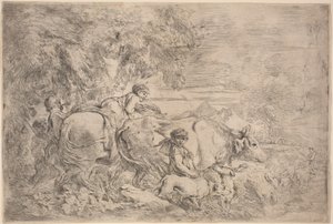 Pastýři následují své stádo od Giovanni Benedetto Castiglione