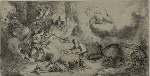 Narození Páně s Bohem Otcem a anděly od Giovanni Benedetto Castiglione