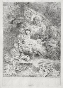 Narození s Bohem Otcem a Duchem svatým od Giovanni Benedetto Castiglione