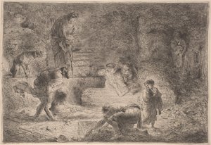 Tobit pohřbívání mrtvých od Giovanni Benedetto Castiglione