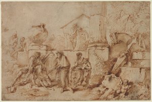 Tobit pohřbívání mrtvých od Giovanni Benedetto Castiglione