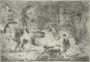 Tobit pohřbívání mrtvých, c.1647-51 od Giovanni Benedetto Castiglione