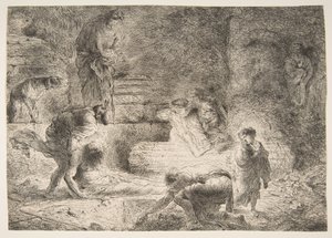 Tobit pohřbíval mrtvé, ca. 1647-51. od Giovanni Benedetto Castiglione