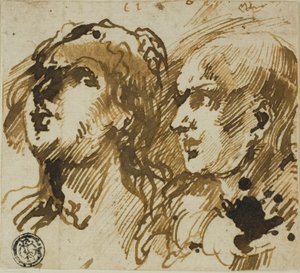 Dvě hlavy od Giovanni Benedetto Castiglione