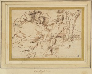 Dvě nymfy a satyr od Giovanni Benedetto Castiglione