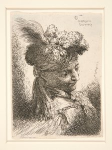 Mladý muž bez vousů, viděno ve 3/4 pohledu, otočený doprava, dívá se dolů, ze série Les petites tetes, d od Giovanni Benedetto Castiglione