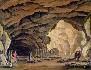 Sepulkrální jeskyně Guances, z „Le Costume Ancien et Moderne“ od Julese Ferraria, vydaná v Miláně, kolem roku 1820