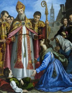 Svatý Zenobius oživuje mrtvého chlapce, pravděpodobně kolem roku 1610-20 (olej na plátně)