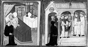 Dekameron,Zpověď umírajícího Ciappelletta; věřící jsou vyzváni k pobožnosti. První den, povídka 1. od Giovanni Boccaccio