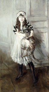 Portrét Josefiny Errazuriz držící kočku, 1910 od Giovanni Boldini