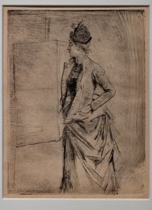 Portrét stálé mladé ženy v profilu (návštěva) od Giovanni Boldini