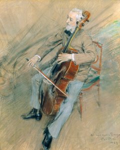 Portrét violoncellisty Gaetana Bragy od Giovanni Boldini