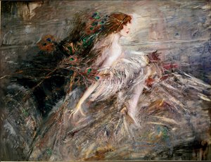 Portrét markýzy Casati s malbou pavích per od Giovanniho Boldiniho od Giovanni Boldini