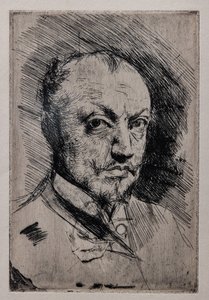 Autoportrét, cca 1890 (suchá jehla, ruleta a lept na papíře) od Giovanni Boldini