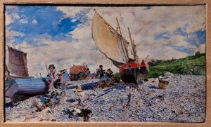 Pláž v Etretatu od Giovanni Boldini