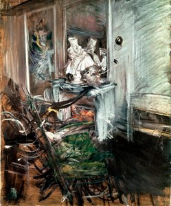 „Kardinál“ Berniniho v malířově pokoji. Obraz Giovanni Boldini (1842-1931) kolem roku 1899. Olej na plátně. Rozměr: 53 x 46 cm. Pistoia, sbírka Boldini od Giovanni Boldini
