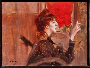 Červená opona od Giovanni Boldini