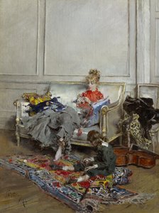 Mladá žena háčkování, 1875 od Giovanni Boldini