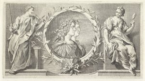 Kartuše s laureátem muže a ženy od Giovanni Cattini (attributed to)