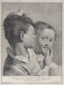 Chlapec s kloboukem dotýkajícím se tváře dívky, 1743. od Giovanni Cattini